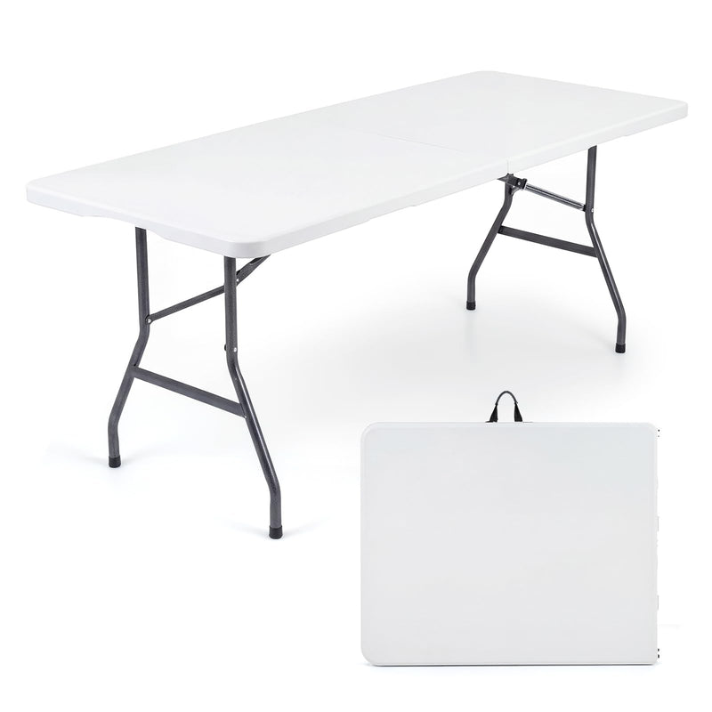 Load image into Gallery viewer, Goplus 6 FT Plastic Folding Table | Fold-in-Half Camping Table with Carry Handle
