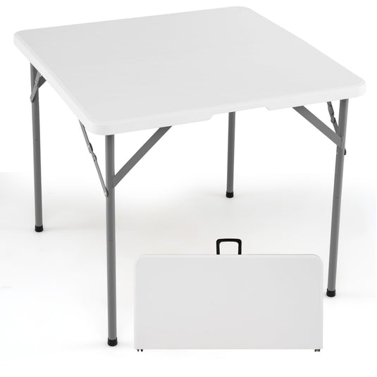 Goplus 34” Folding Table | Square Foldable Card Table for Indoor Outdoor Use