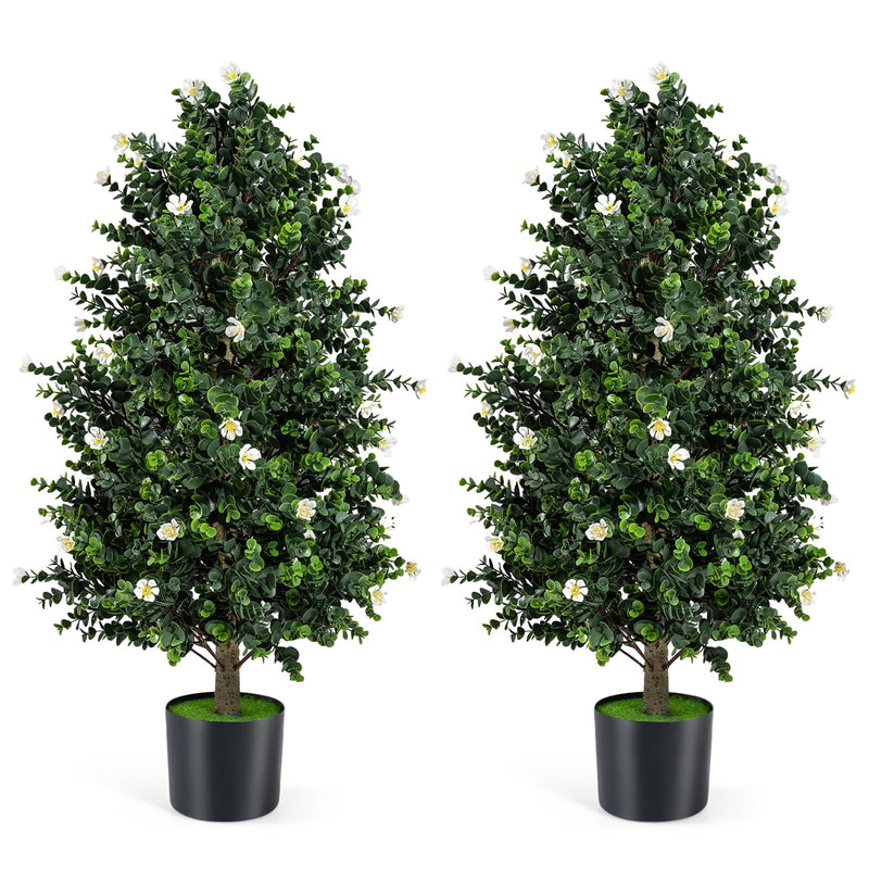 Load image into Gallery viewer, Goplus 2 Pack 36" Artificial Topiary Cone Tree w/49 Flowers

