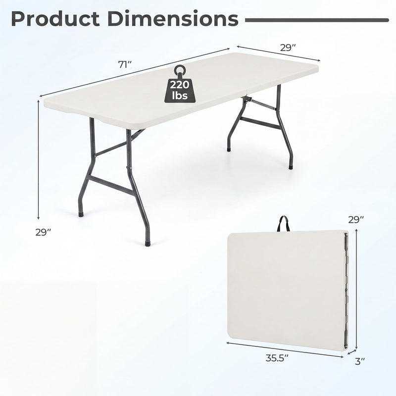 Load image into Gallery viewer, Goplus 6 FT Plastic Folding Table | Fold-in-Half Camping Table with Carry Handle
