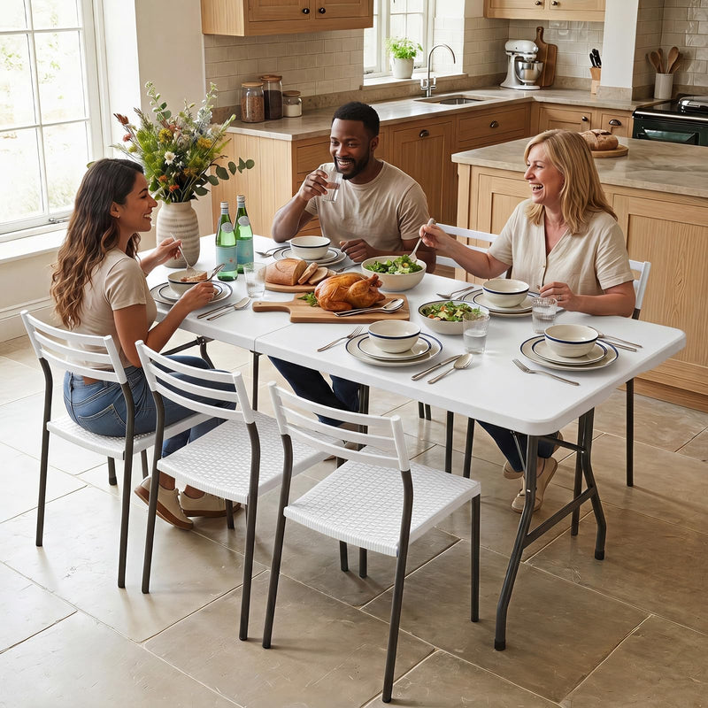 Load image into Gallery viewer, Goplus 6 FT Plastic Folding Table | Fold-in-Half Camping Table with Carry Handle

