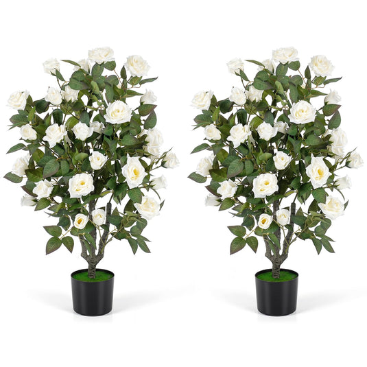 Goplus 35.5" Artificial Rose Tree with 32 Blooming Flowers | Free Maintenance