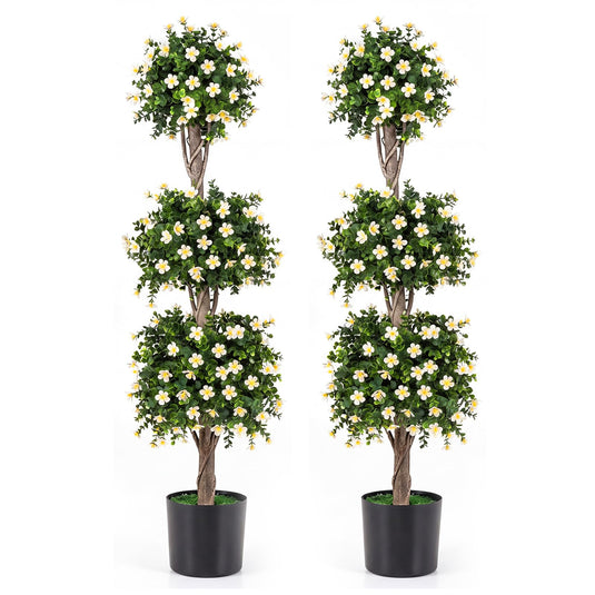 Goplus 51" Artificial Topiary Tree w/3 Topiary Balls | Front Porch Indoor Entryway Home Office Decoration