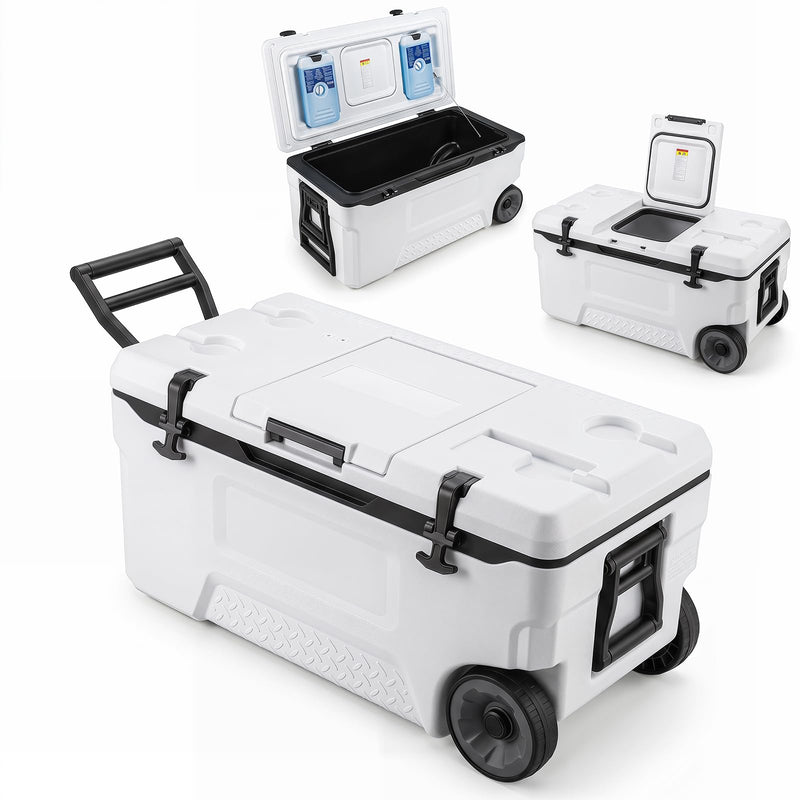 Load image into Gallery viewer, Goplus 53/74 QT Insulated Hard Cooler Portable Rolling Cooler w/Wheels
