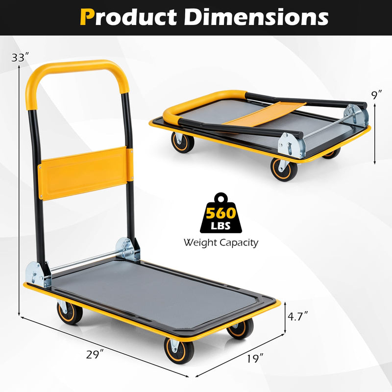 Load image into Gallery viewer, Goplus Folding Platform Cart Rolling Flatbed Cart Hand Platform Truck | 560 lbs Capacity

