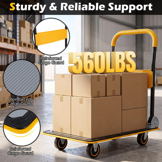 Goplus Folding Platform Cart Rolling Flatbed Cart Hand Platform Truck | 560 lbs Capacity