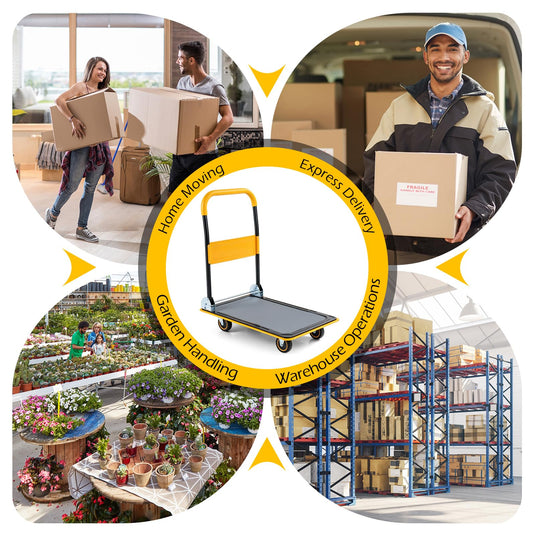 Goplus Folding Platform Cart Rolling Flatbed Cart Hand Platform Truck | 560 lbs Capacity