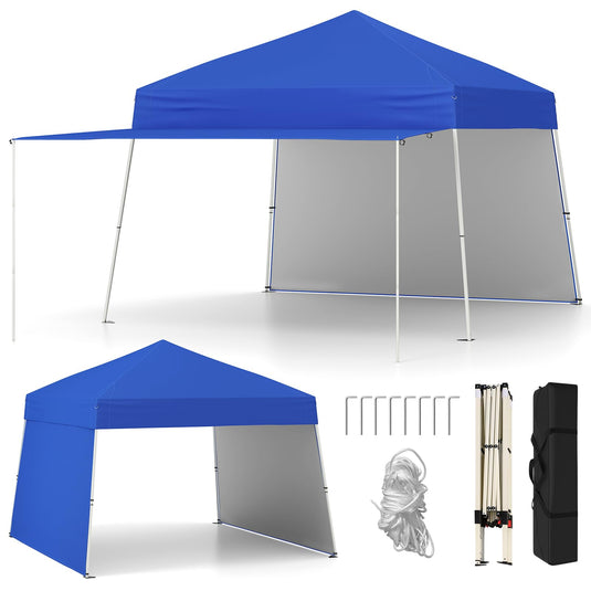 Goplus 9.2x14 FT Pop Up Canopy with 2 Sidewalls Easy Up Outdoor UPF50+ Patio Canopy w/Adjustable Slant Legs
