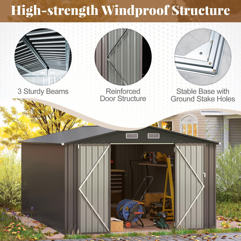 Load image into Gallery viewer, Goplus 10 x 14 FT Outdoor Storage Shed with Improved Windproof Metal Structure
