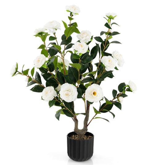 GOVIRAYE Gele Camellia Kunstplant - Realistische Bloemen voor Binnen GOVIRAYE Gele Camellia Kunstplant - Realistische Bloemen voor Binnen