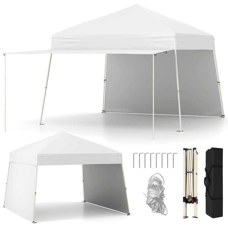 Load image into Gallery viewer, Goplus 9.2x14 FT Pop Up Canopy with 2 Sidewalls Easy Up Outdoor UPF50+ Patio Canopy w/Adjustable Slant Legs
