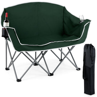 Goplus Folding 2-Person Couch w/2 Cup Holders Dual Back Pockets