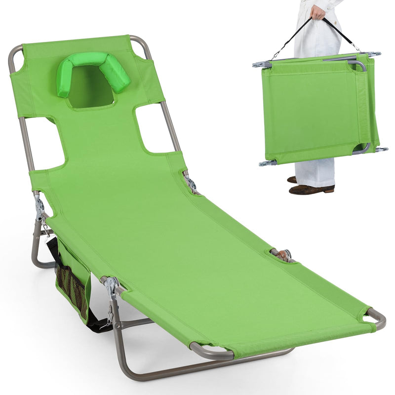 Load image into Gallery viewer, Goplus Tanning Chair Folding Beach Lounge Chair w/5-Position Adjustable Backrest
