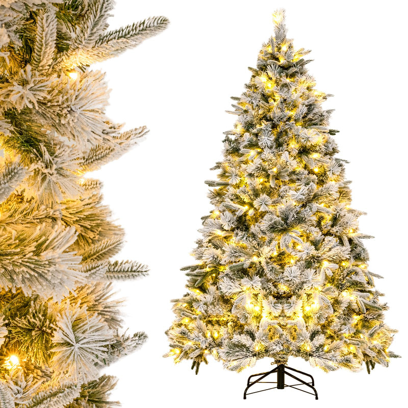 Load image into Gallery viewer, Goplus 6ft Pre-Lit Snow Flocked Artificial Christmas Tree, Pine Needles, for Holiday Party Office Home Decor

