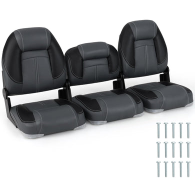 Goplus 3-Pack Folding Boat Seats, 2 High-Back & 1 Low-Back Bass Boat Chairs w/ 28D Soft Sponge Padding
