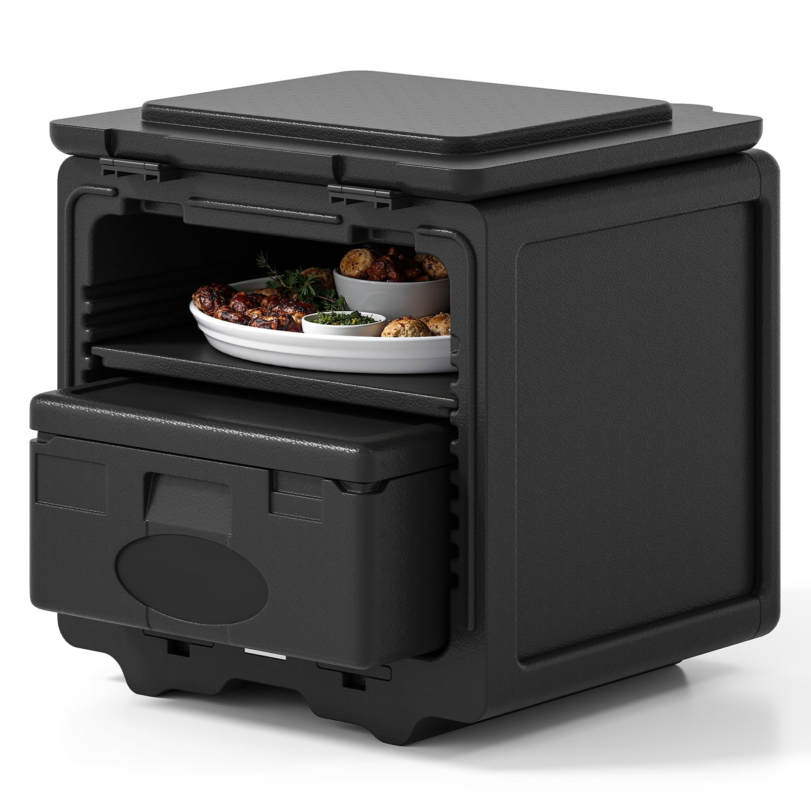 Goplus 2 Tier Insulated Food Pan Carrier w/Removable Tray & Box ...