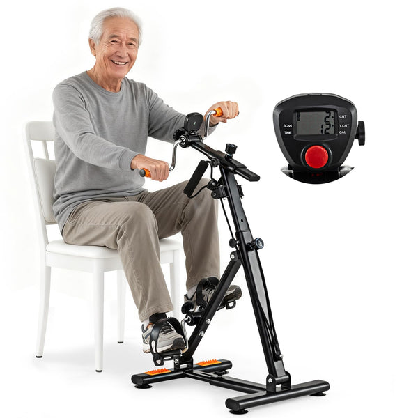 Pedal Exerciser with Adjustable Resistance for Arm and Leg Workout-Orange