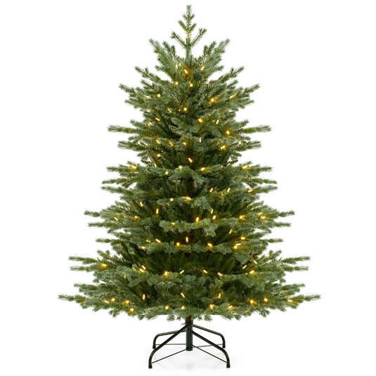 Goplus 5ft / 6ft / 7ft Pre-Lit Artificial Christmas Tree with Lush PVC & PE Tips Warm White LED Lights