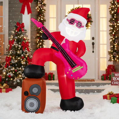 Goplus 8.4FT Rocking Santa Inflatable with Guitar | Animated Christmas Decoration