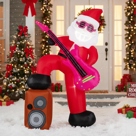 Goplus 8.4FT Rocking Santa Inflatable with Guitar | Animated Christmas Decoration