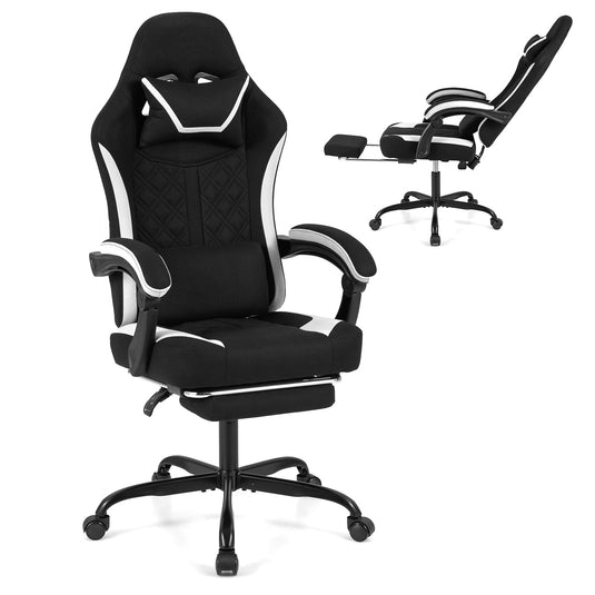 Goplus Ergonomic Gaming Chair w/Footrest Lumbar Support & Linkage Armrests
