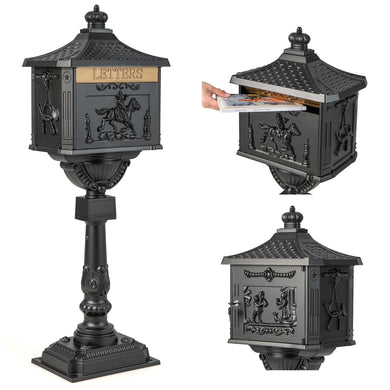 Goplus Cast Aluminum Mailbox with Post