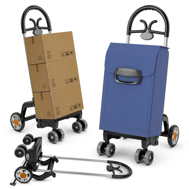 Goplus Folding Shopping Carts for Groceries with 6 Wheels, Heavy Duty Grocery Utility Cart