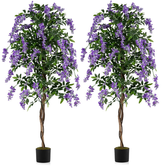 6FT Fake Wisteria Tree Artificial Greenery Plants in Nursery Pot Decorative Trees for Home
