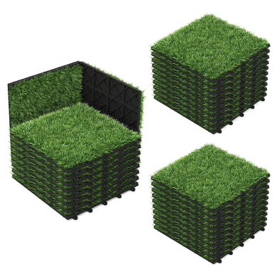 Goplus 12” x 12” Pack of 30 Fake Grass Turf Tiles Set