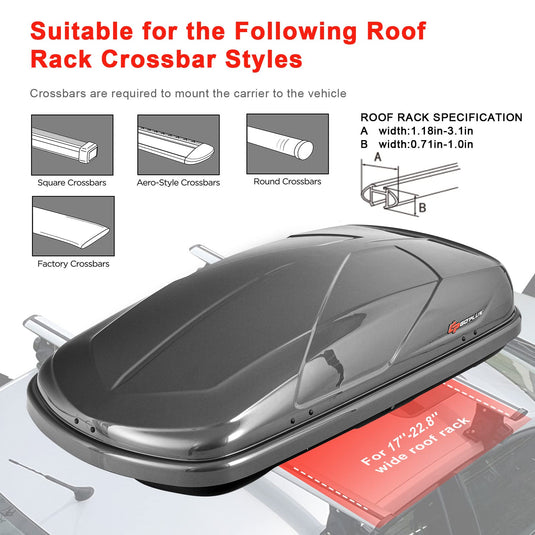 Cargo Box, Waterproof Rooftop Cargo Carrier, Heavy Duty Roof Storage Box