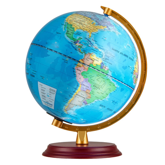 Goplus 8 Inch Night Light up Globe Lamp with Wooden Stand and HD Map for Kids Adults