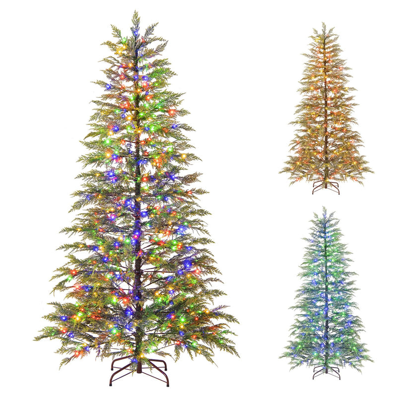 Load image into Gallery viewer, Goplus 6.5FT / 7.5FT Pre-Lit Hinged Sparse Xmas Fir Tree with Multicolored LED Lights
