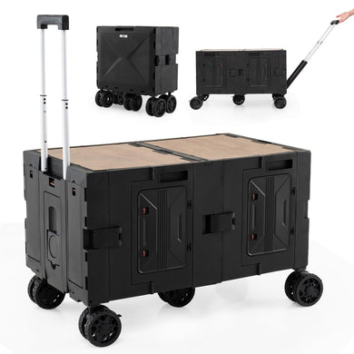Goplus Portable Rolling Trolley Collapsible Cart for Grocery Shopping Camping & Travel