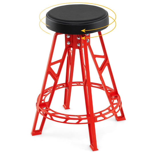 Goplus 28 Inch Swivel Shop Stool with Round Padded Seat & Built-in Footrest