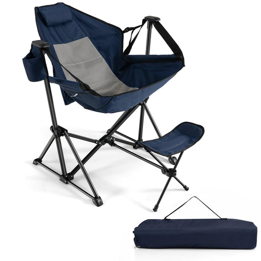 Goplus Portable Folding Camping Reclining Chair with Footrest and Adjustable Backrest
