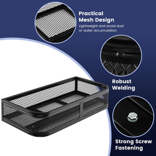 Goplus Universal ATV Front Cargo Basket Rack Luggage Carrier Steel Mesh Surface