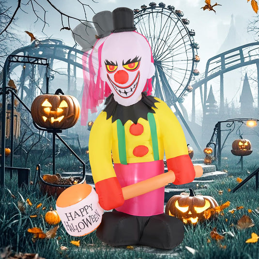Goplus 8 Ft Halloween Inflatables, Giant Blow up Halloween Clown Decorations with Moving Head