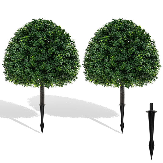 Goplus 28 Inches Artificial Boxwood Topiary Ball Tree Set Sun-Protective Fake Shrub Plants
