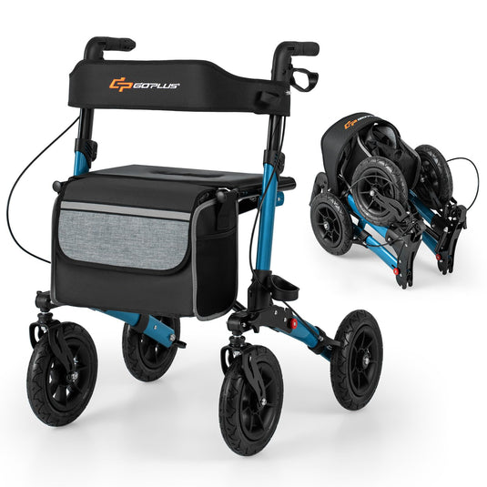 Goplus Walkers for Seniors with Seat 2 in 1 Folding Rolling Rollator Walker with 9