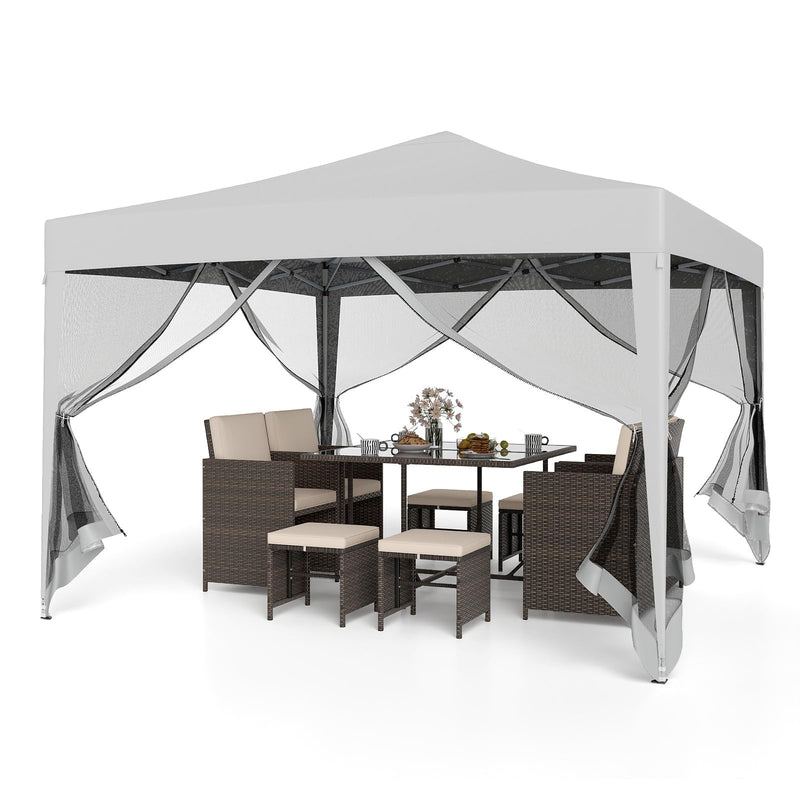 Load image into Gallery viewer, Goplus 10 FT x 10 FT Pop-Up Canopy Tent, Easy Setup Instant Folding Shelter w/Mesh Netting, Carry Bag, 8 Stakes &amp; 4 Ropes, Height Adjustable Sunshade, Commercial Tent for Campin
