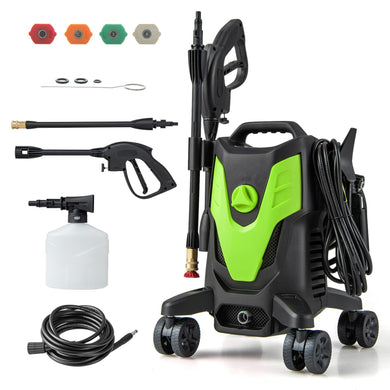 Goplus Electric Pressure Washer, 2400 PSI 1.7 GPM High Pressure Power Washer w/4 Quick Nozzles & Universal Wheels