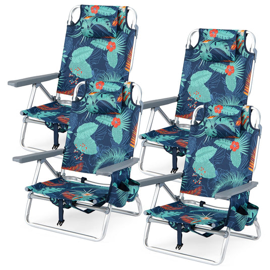Goplus Beach Chairs Portable Folding Backpack Recliners(2/4)