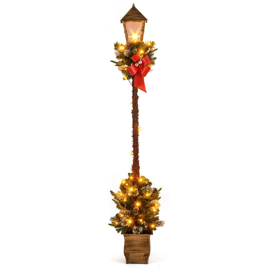 Goplus 6.1 FT Christmas Pre-lit Street Lamp | Holiday Lamp Post w/LED Lights