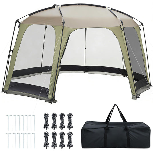 Goplus 12.5 FT X 11.7 FT Mesh Screen Tent with Zippered Door & Carrying Bag
