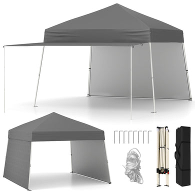 Goplus 9.2x14 FT Pop Up Canopy with 2 Sidewalls Easy Up Outdoor UPF50+ Patio Canopy w/Adjustable Slant Legs