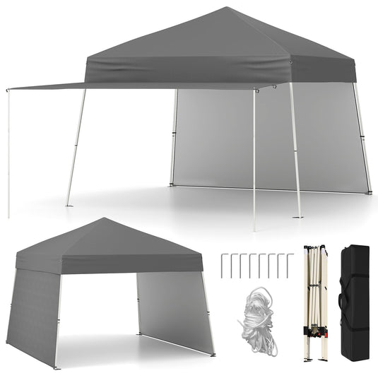 Goplus 9.2x14 FT Pop Up Canopy with 2 Sidewalls Easy Up Outdoor UPF50+ Patio Canopy w/Adjustable Slant Legs
