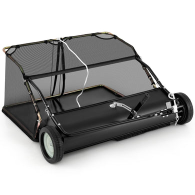 Goplus Lawn Sweeper Tow Behind with Large-Capacity Hopper Bag
