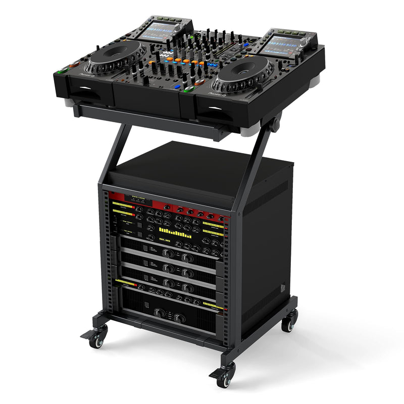 Load image into Gallery viewer, Goplus 9U DJ Mixer Stand with Lockable Wheels | Professional Studio Equipment Case Stand
