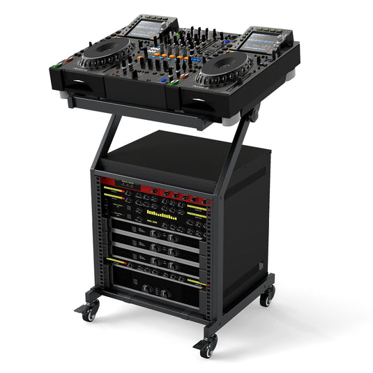 Goplus 9U DJ Mixer Stand with Lockable Wheels | Professional Studio Equipment Case Stand
