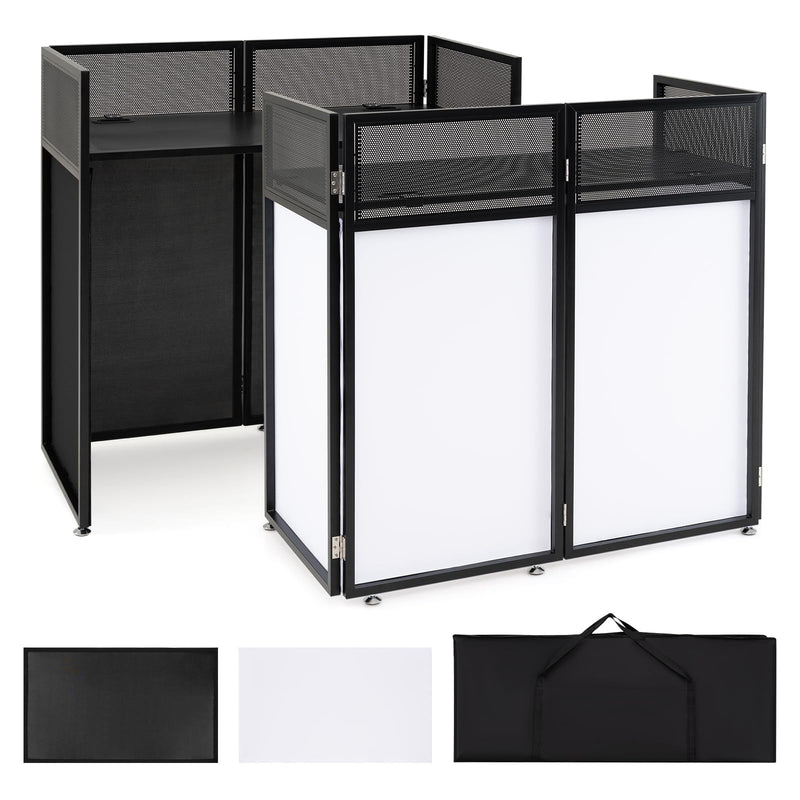 Load image into Gallery viewer, Goplus Portable DJ Booth with Scrims &amp; Carrying Bag | Foldable Mobile DJ Table Stand
